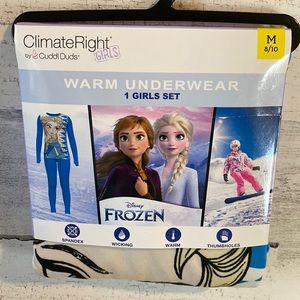 Girls Frozen Warm Underwear Set Size M NEW